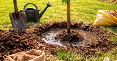 Pravilno posajena sadika sadnega drevesa z oporo