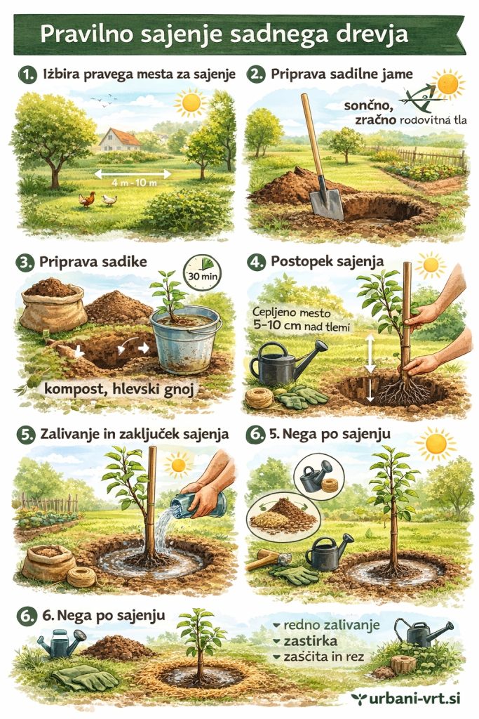 Pravilno sajenje sadnega drevja po korakih 