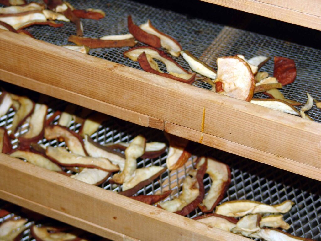 Sešenje rezin jabolk za jabolčne krhlje