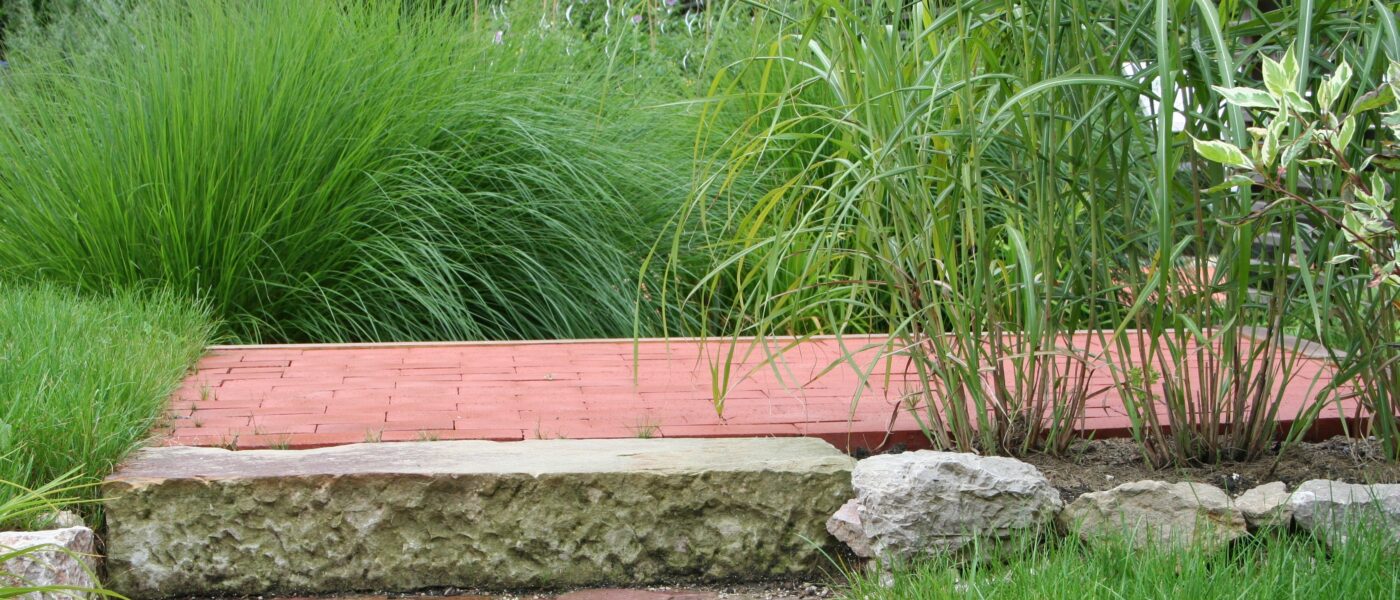 Okrasne trave ob vrtni poti