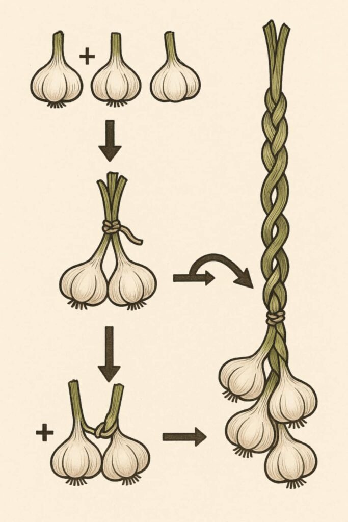 Skica pletenje česnovih kit