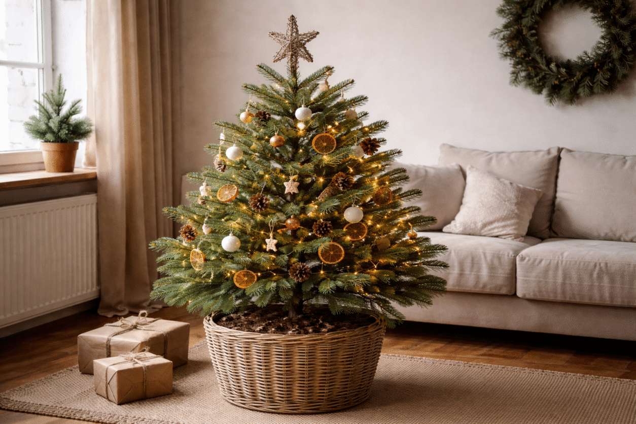 Naravna smrečica posajena v loncu