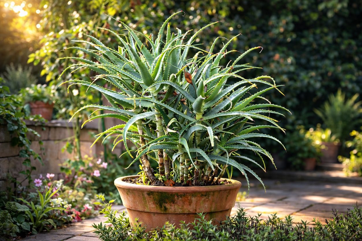 Razvejana aloja v večji posodi