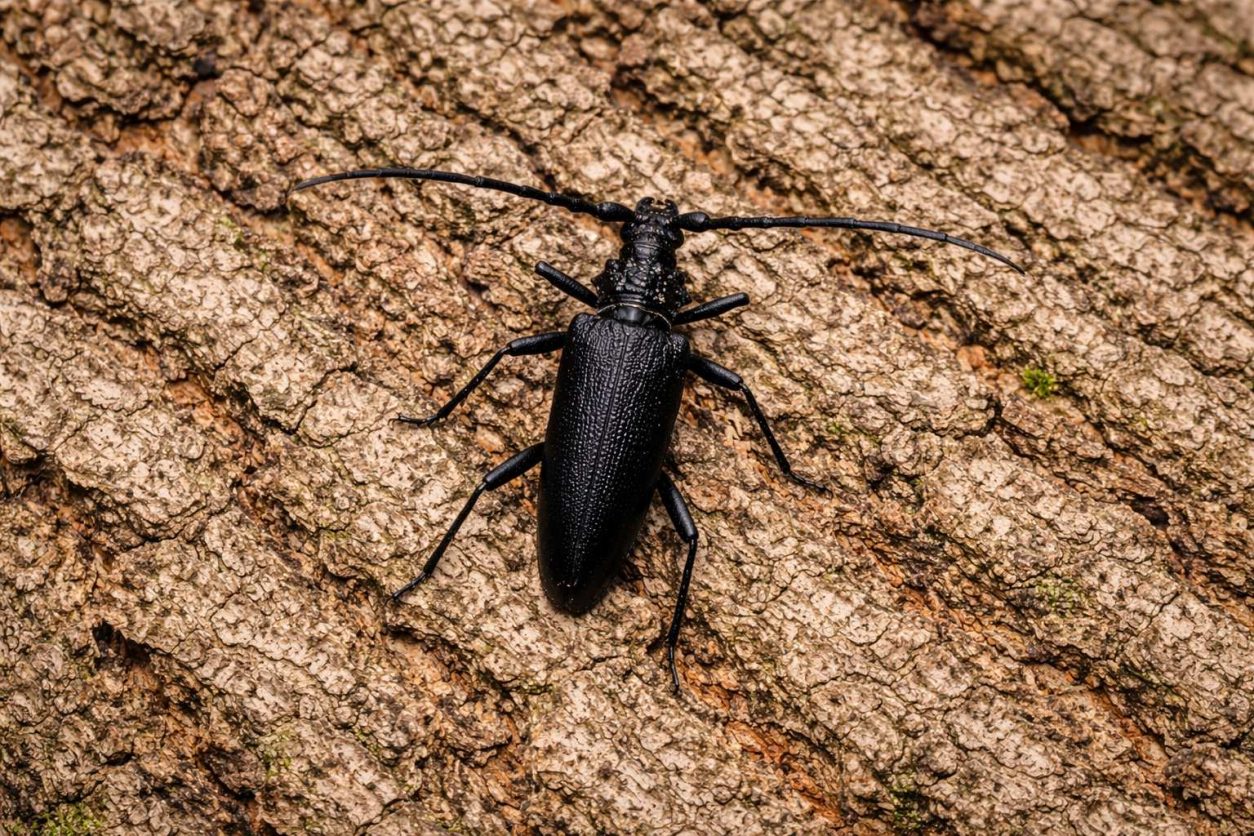 Hrastov kozliček (Cerambyx cerdo) na deblu starega hrasta