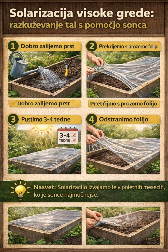 Solarizacija visoke grede, razkuževanje tal s pomočjo sonca