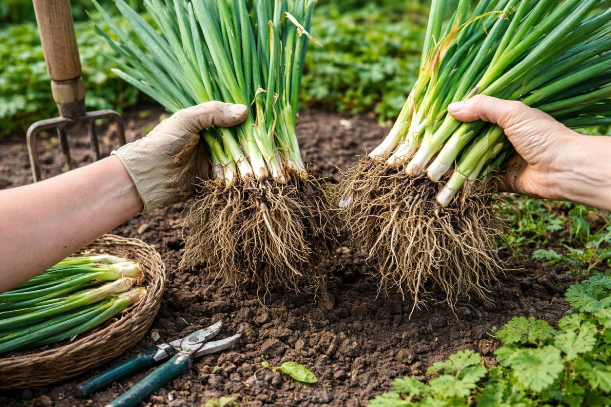 Delitev šopa je najlažji način razmnoževanja tudi pri stoletni čebuli