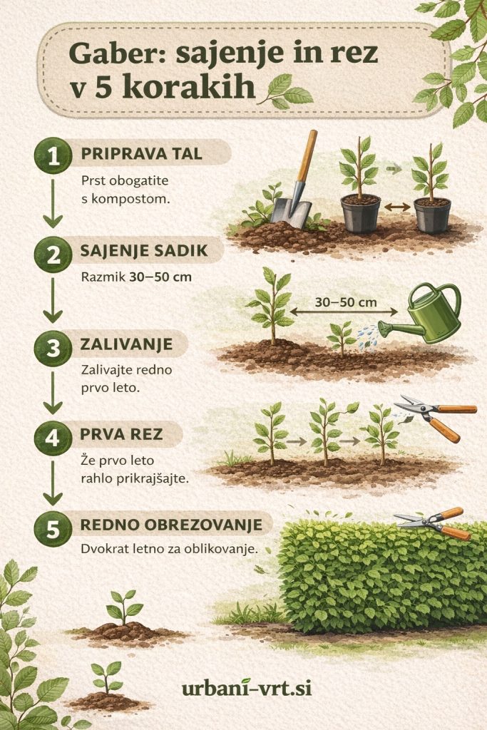 Gaber, sajenje in rez v 5 korakih