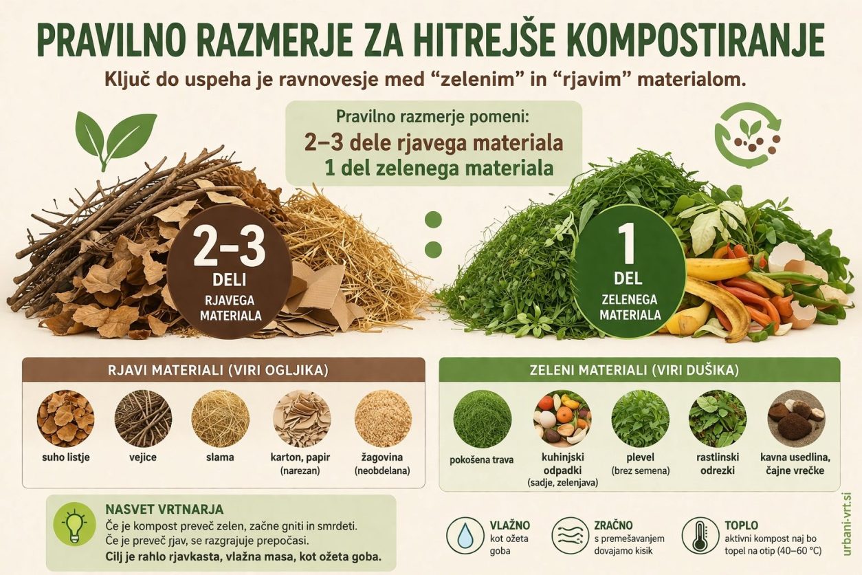 Pravilno razmerje za kitrejše kompostiranje