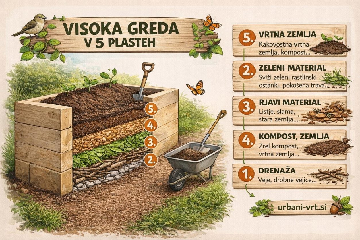 Visoka greda v 5 plasteh