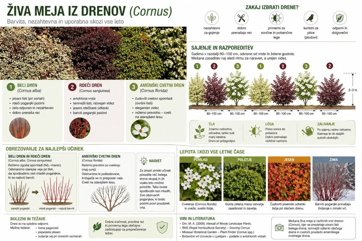 Vrtni vodnik za živo mejo drenov