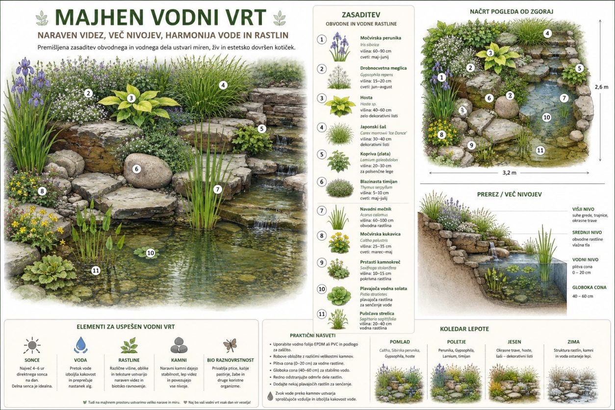 Načrt za ureditev in zasaditev majhnega vodnega vrta