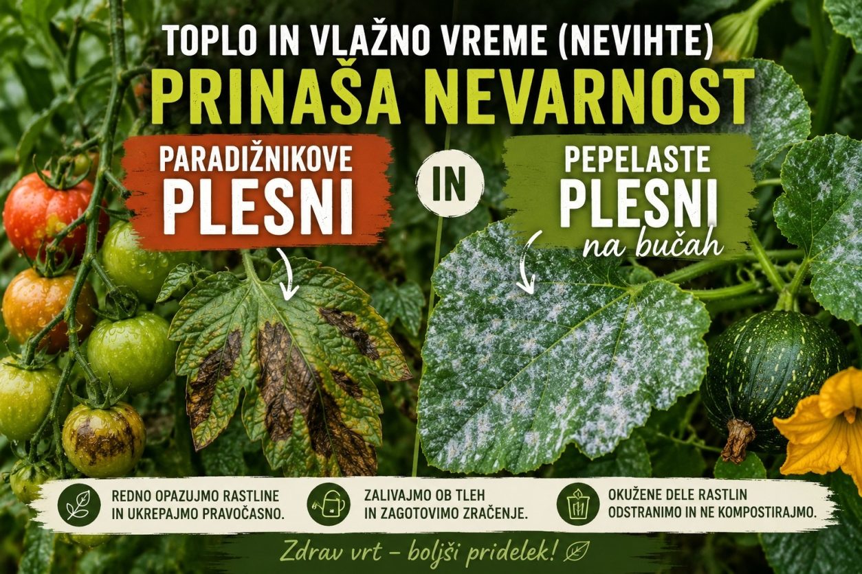 Toplo in vlažno vreme po nevihtah ustvarja idealne pogoje za razvoj paradižnikove plesni in pepelaste plesni