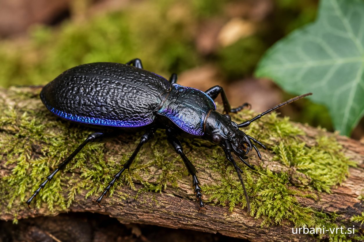 Vijoličasti krešič (Carabus violaceus) je eden najkoristnejših prebivalcev vrta