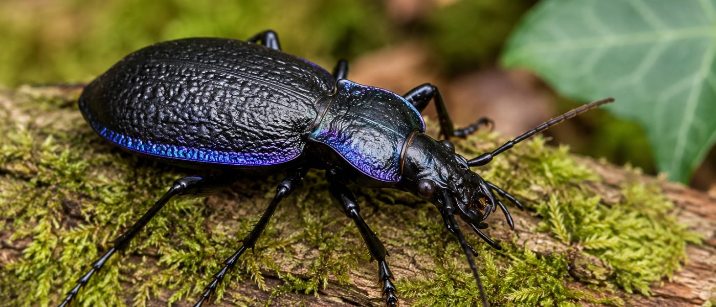 Vijoličasti krešič (Carabus violaceus) je eden najkoristnejših prebivalcev vrta