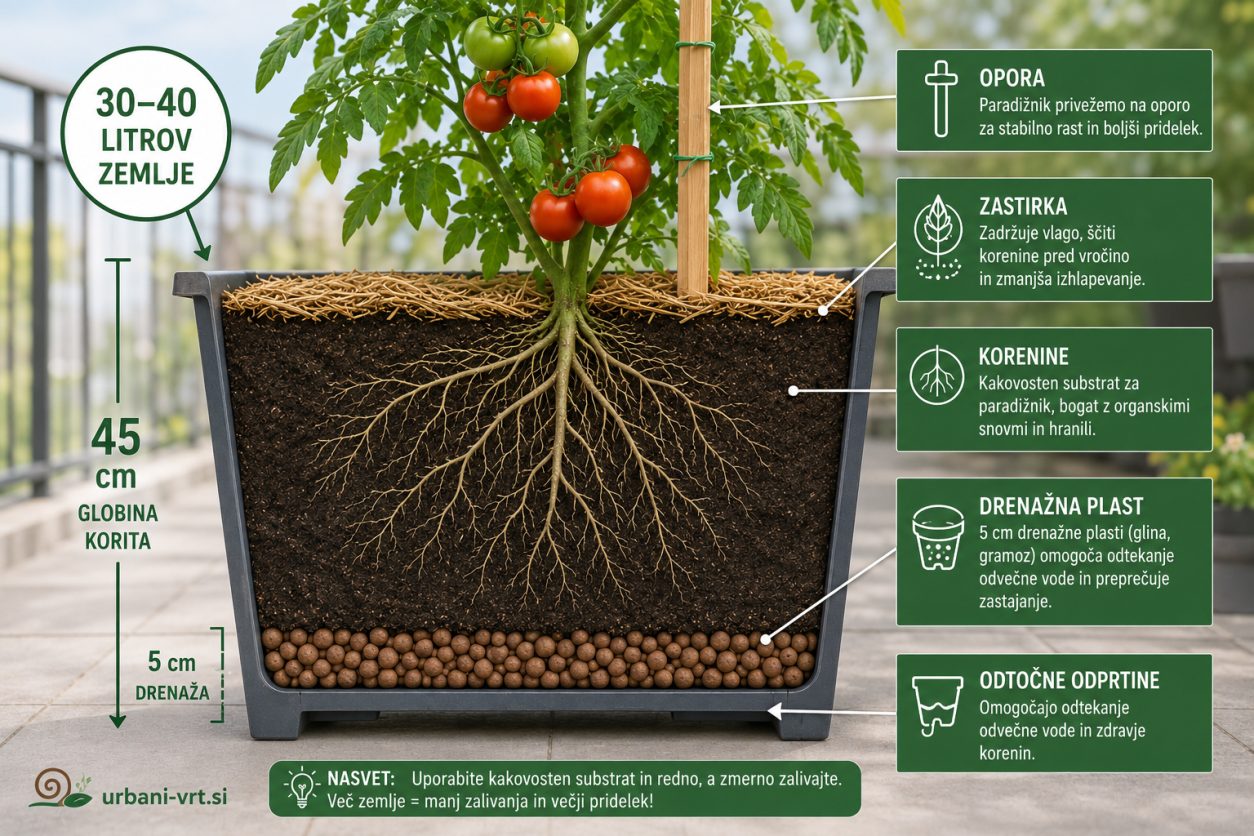 Vrtnarjenje v posodi za paradižnik