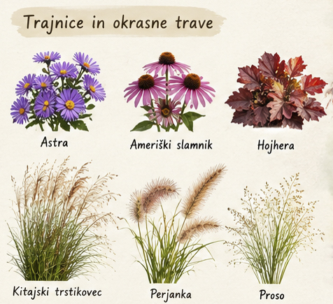 Trajnice in okrasne trave za jesenske šopke